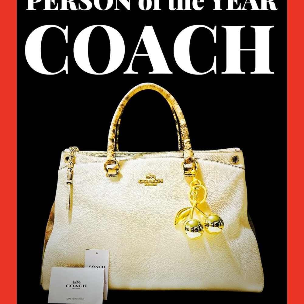 Vintage style COACH soho shoulder Bag Cream Pebbled Leather Satchel tote bag - Picture 5 of 17